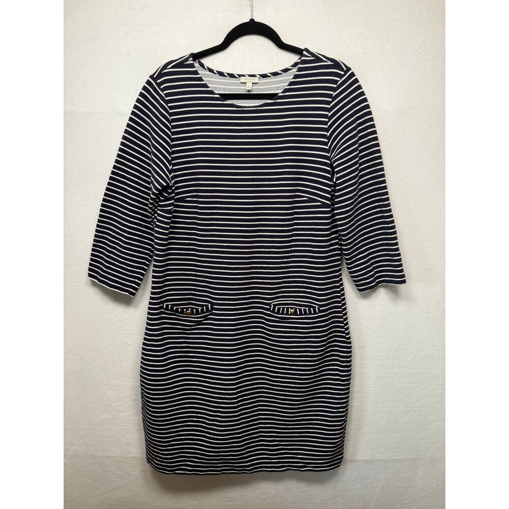 Talbots Navy/White 3/4 Sleeve Knit Dress, Size 16